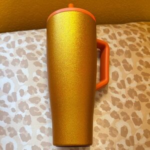 Orange Glitter Travel Mug with Handle